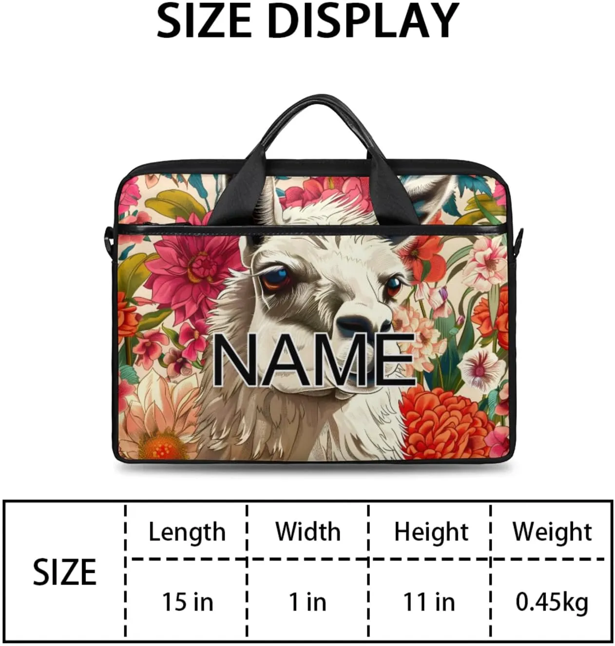 Custom Laptop Bag with Name Personalized 15 Inch Shoulder Computer Bag