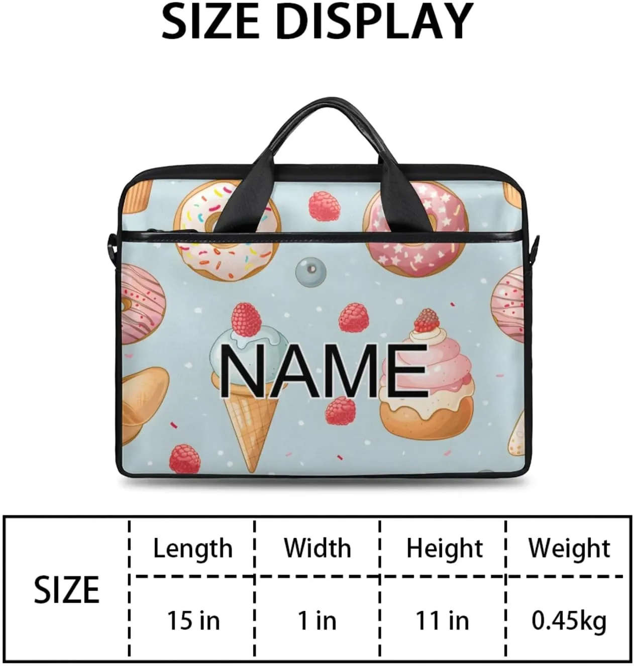 Custom Laptop Bag with Name Personalized 15 Inch Shoulder Computer Bag
