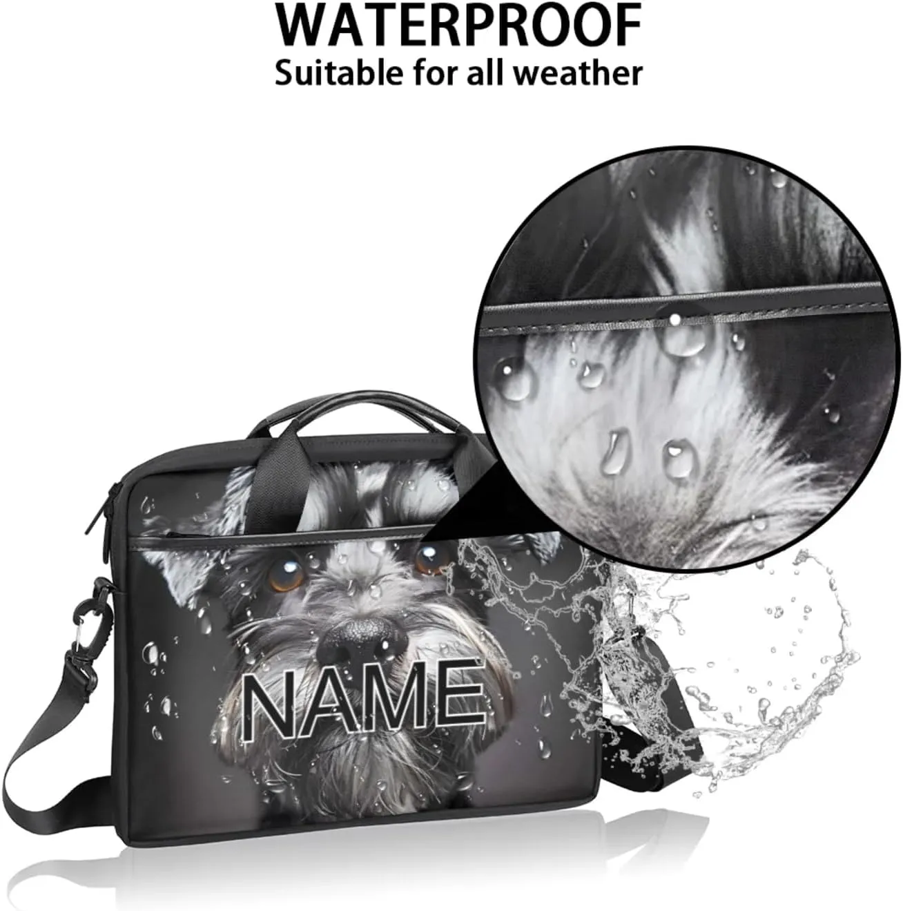 Custom Laptop Bag with Name Personalized 15 Inch Shoulder Computer Bag