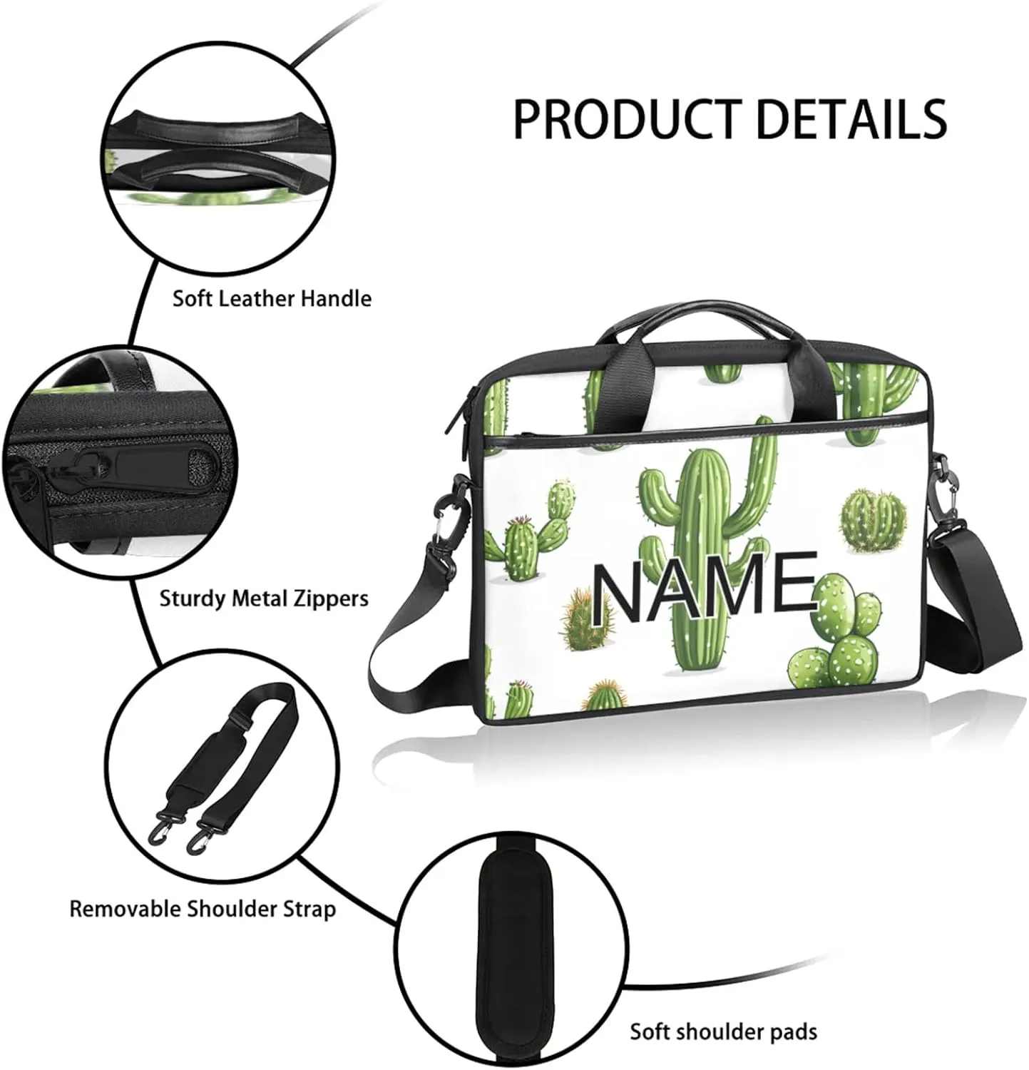 Custom Laptop Bag with Name Personalized 15 Inch Shoulder Computer Bag