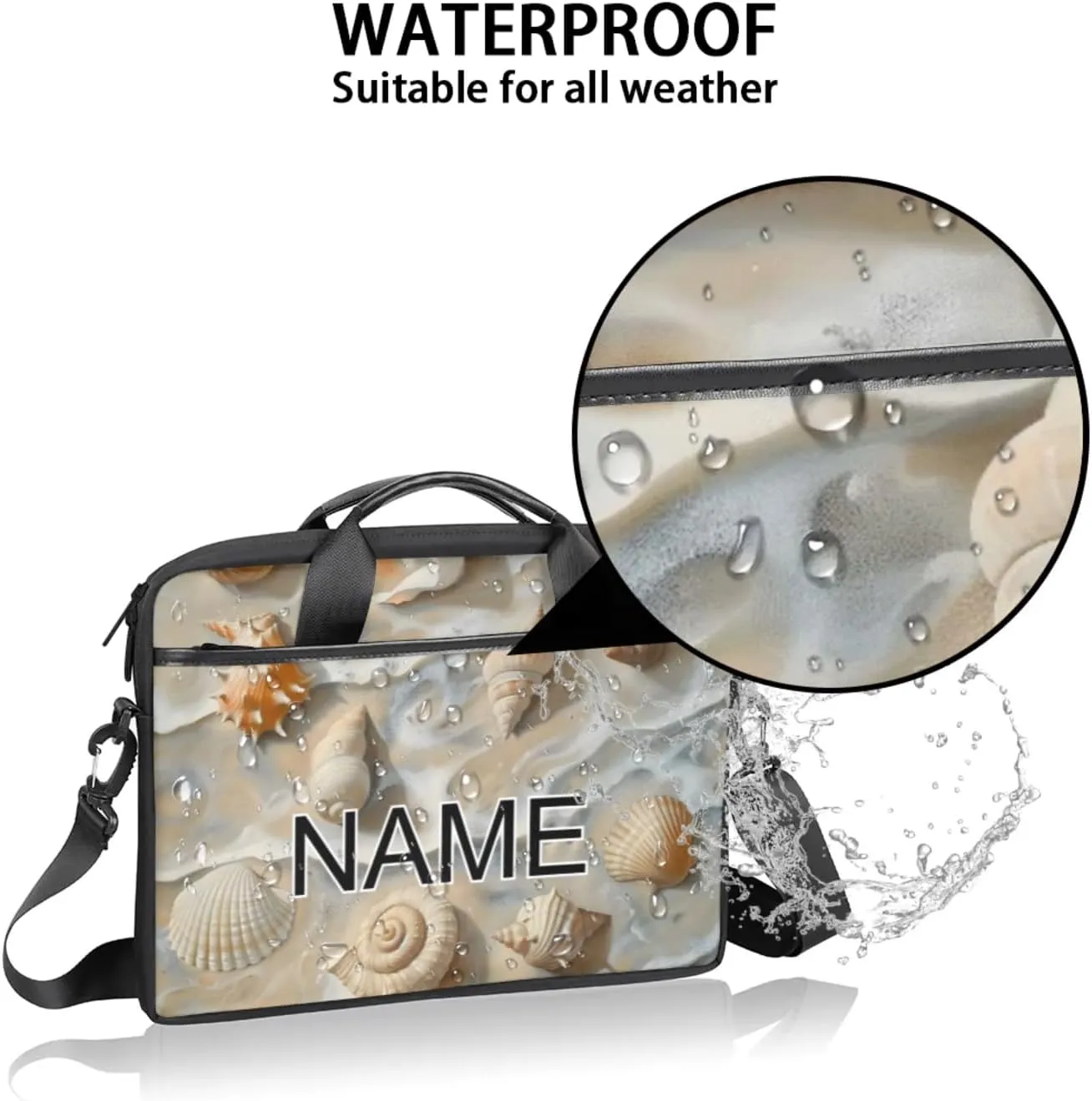 Custom Laptop Bag with Name Personalized 15 Inch Shoulder Computer Bag