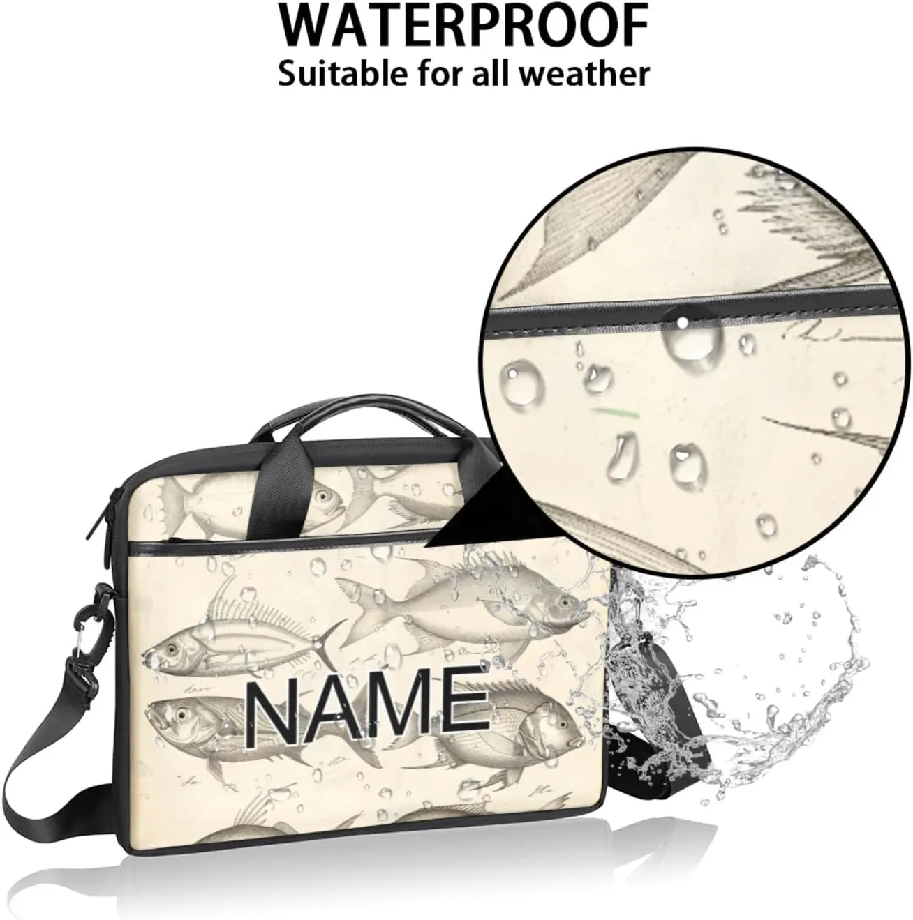 Custom Laptop Bag with Name Personalized 15 Inch Shoulder Computer Bag