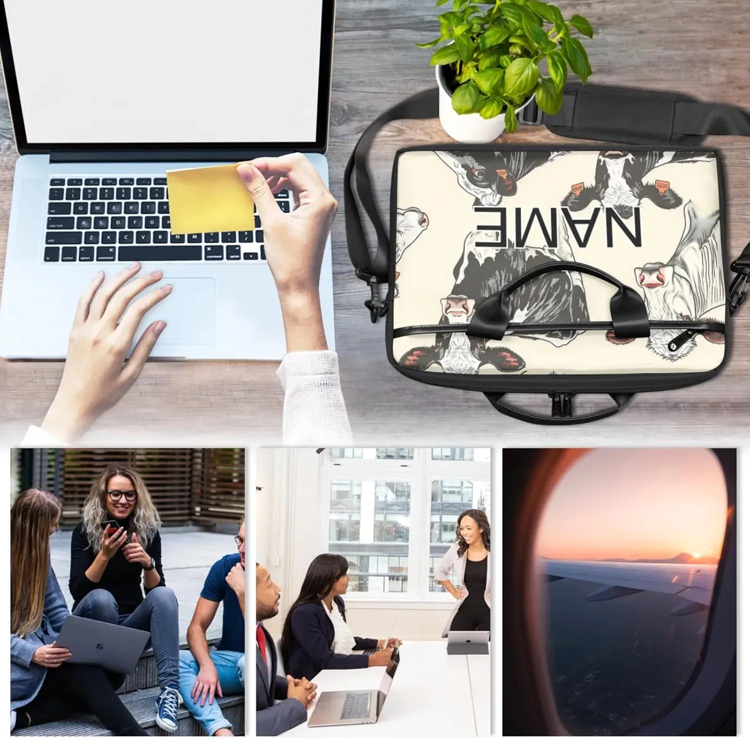 Custom Laptop Bag with Name Personalized 15 Inch Shoulder Computer Bag