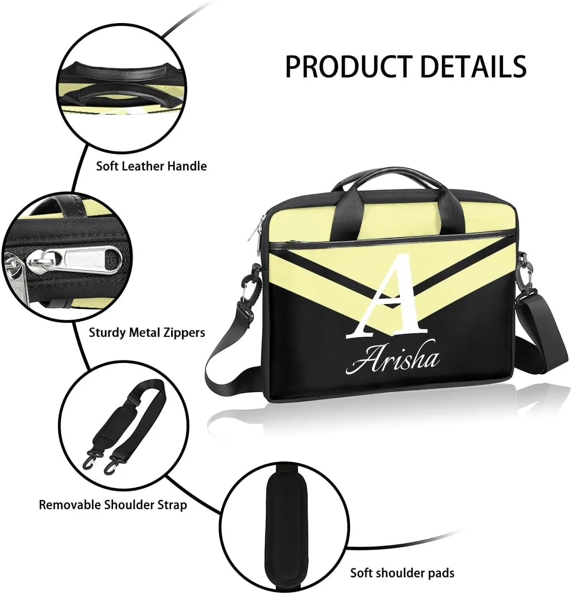 Custom Laptop Bag with Name,Personalized Laptop Shoulder Bag Add Your Own Name,Customized Portable Computer Pocket Case Gifts