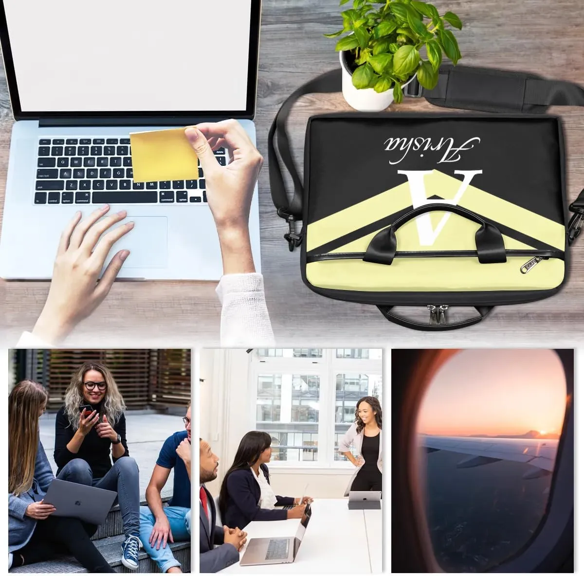 Custom Laptop Bag with Name,Personalized Laptop Shoulder Bag Add Your Own Name,Customized Portable Computer Pocket Case Gifts