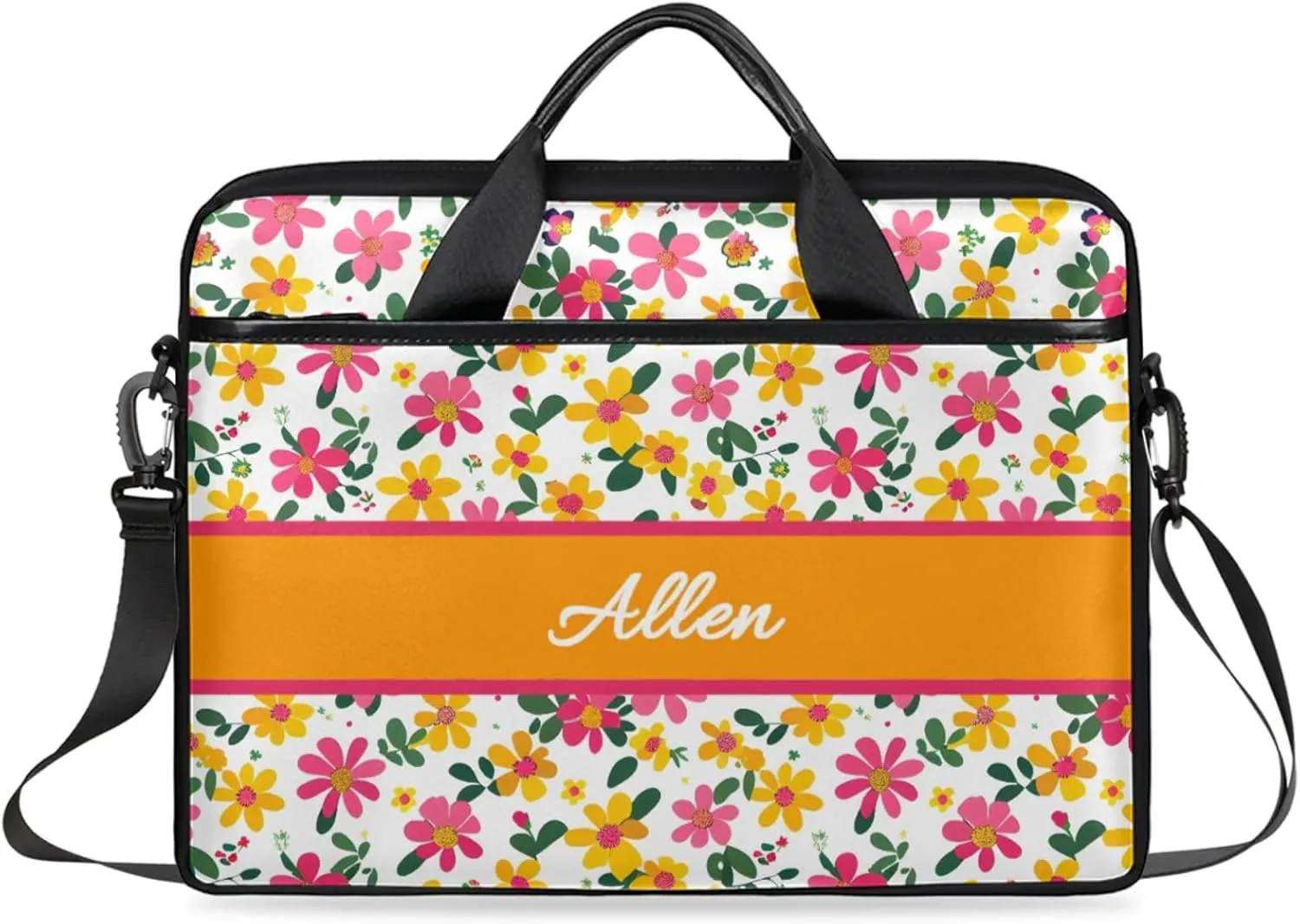 Custom Laptop Bag,Personalized Flower Shoulder Bag for Laptop,Portable Computer Bag,Gifts for Mother/Wife/Daughter