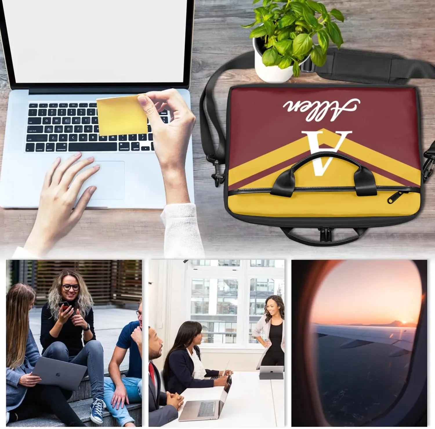 Custom Laptop Bag,Personalized Shoulder Bag for Laptop,Portable Computer Bag,Gifts for Business Office Contrasting Colors