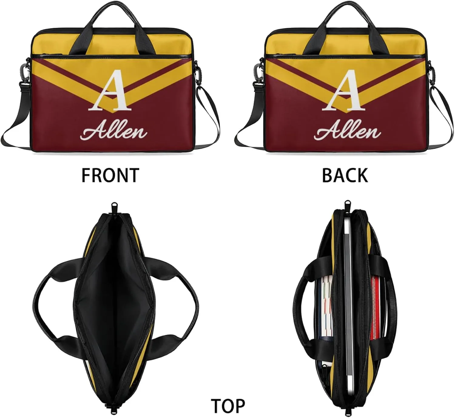 Custom Laptop Bag,Personalized Shoulder Bag for Laptop,Portable Computer Bag,Gifts for Business Office Contrasting Colors