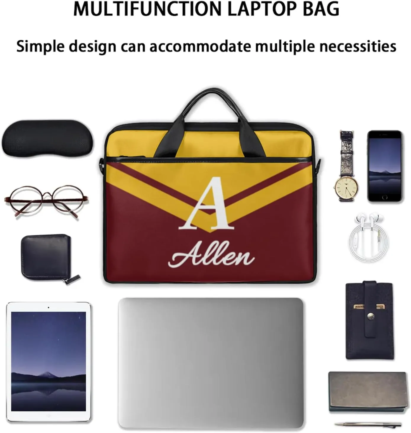Custom Laptop Bag,Personalized Shoulder Bag for Laptop,Portable Computer Bag,Gifts for Business Office Contrasting Colors