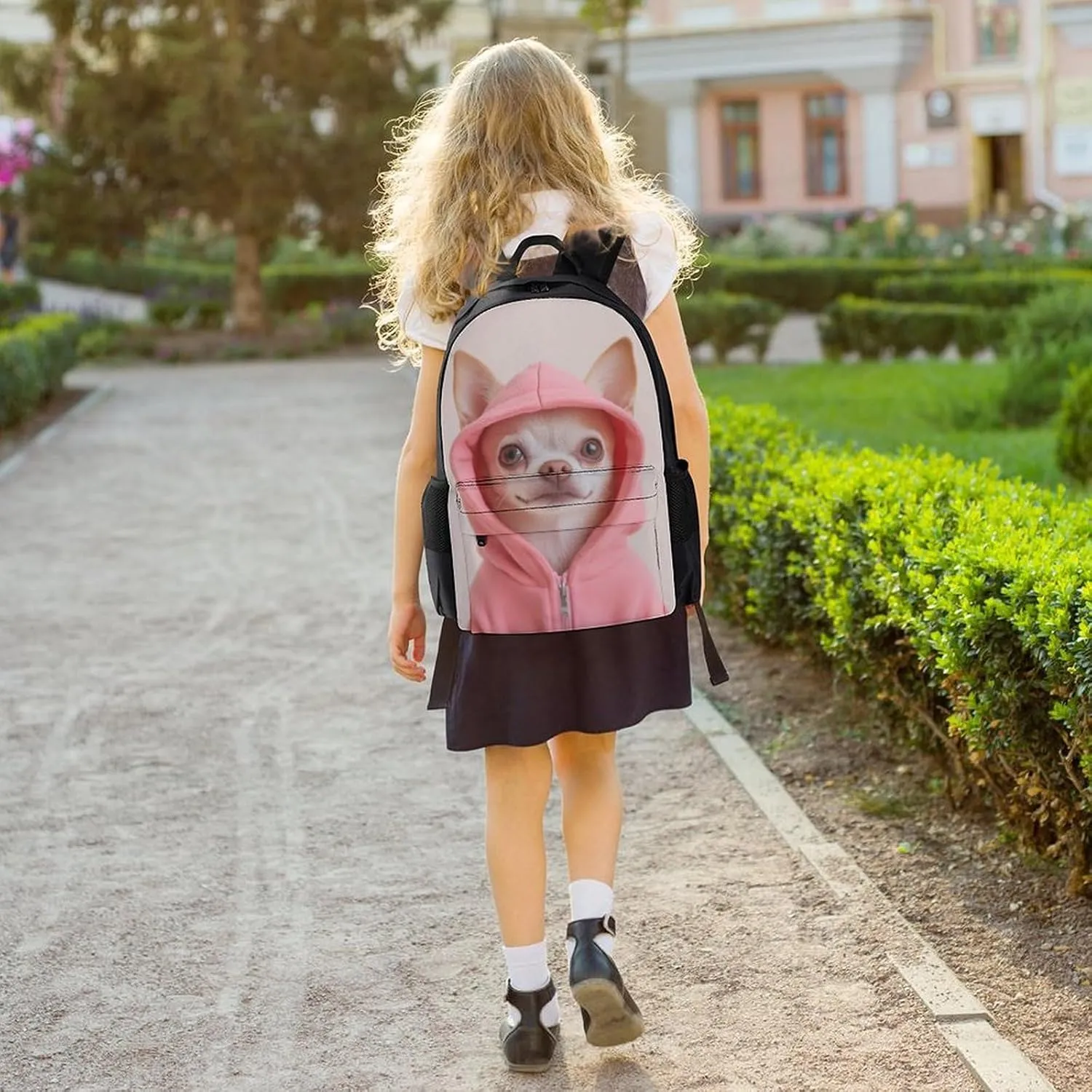 Cute Chihuahua Puppy Dog Rucksacks Polyester Anti-Theft Multipurpose Carry On Bag Large Capacity Gym Outdoor Hiking Backpack With Smooth Zippers