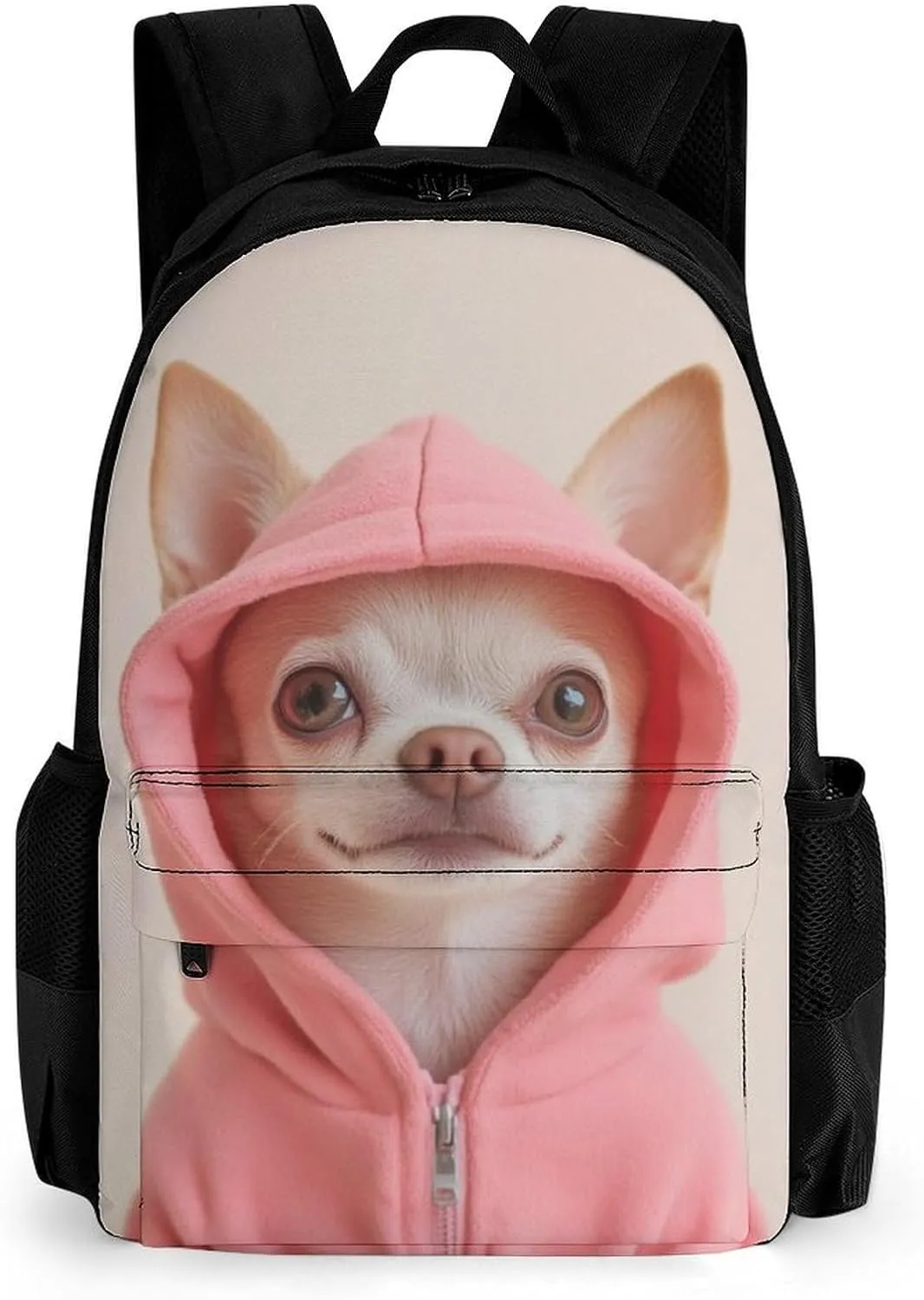 Cute Chihuahua Puppy Dog Rucksacks Polyester Anti-Theft Multipurpose Carry On Bag Large Capacity Gym Outdoor Hiking Backpack With Smooth Zippers