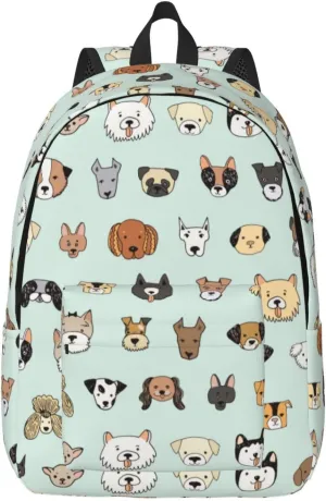 Cute Dogs Pattern Backpack 15.7 Inch Laptop Backpack Travel Hiking Daypack Multipurpose Bookbag For Men Women