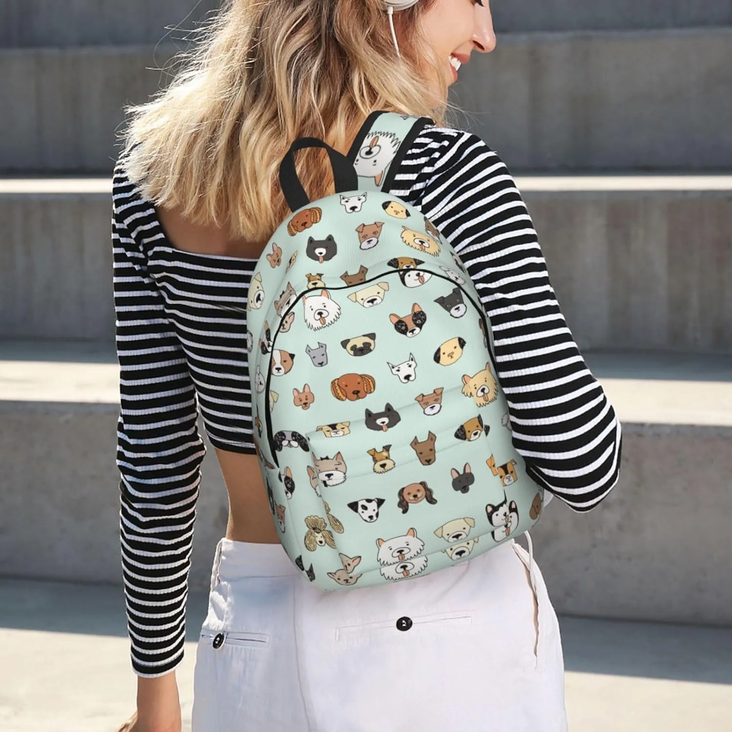 Cute Dogs Pattern Backpack 15.7 Inch Laptop Backpack Travel Hiking Daypack Multipurpose Bookbag For Men Women
