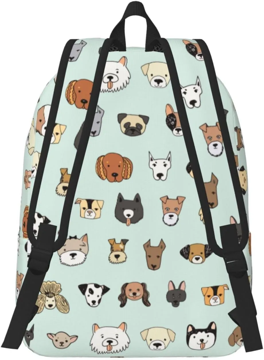 Cute Dogs Pattern Backpack 15.7 Inch Laptop Backpack Travel Hiking Daypack Multipurpose Bookbag For Men Women