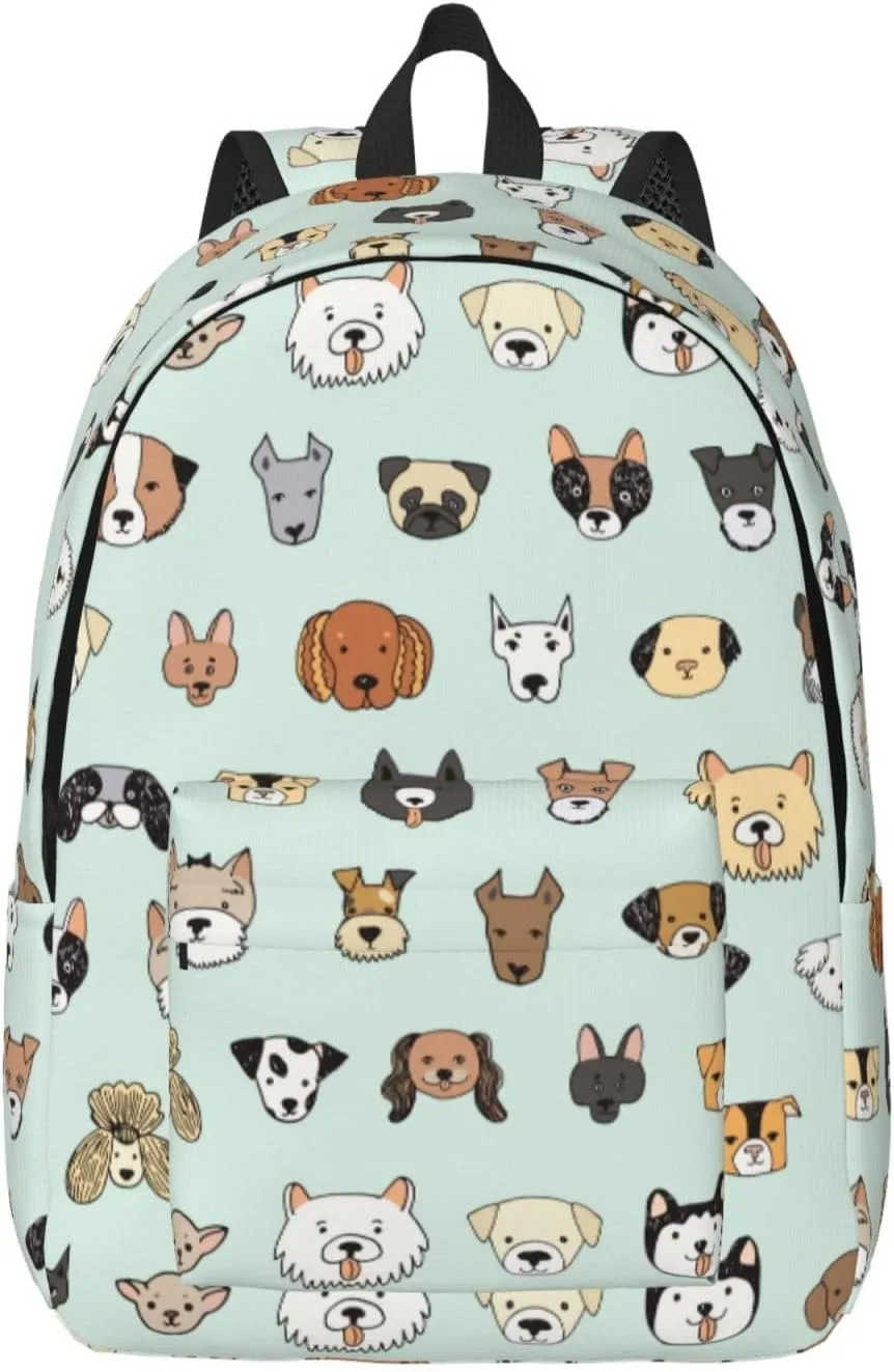 Cute Dogs Pattern Backpack 15.7 Inch Laptop Backpack Travel Hiking Daypack Multipurpose Bookbag For Men Women