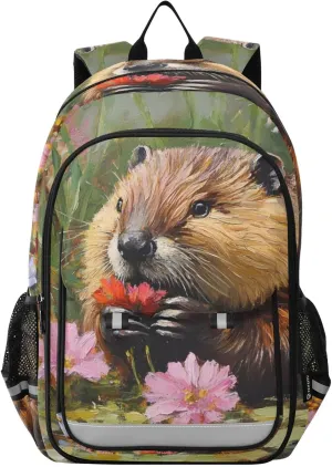 Cute Otter Pond Laptop Backpack Purse for Women Men Travel Daypack Casual Shoulder Bag Book Bag Cute Cool Funny Backpack with Compartment & Multiple Pockets