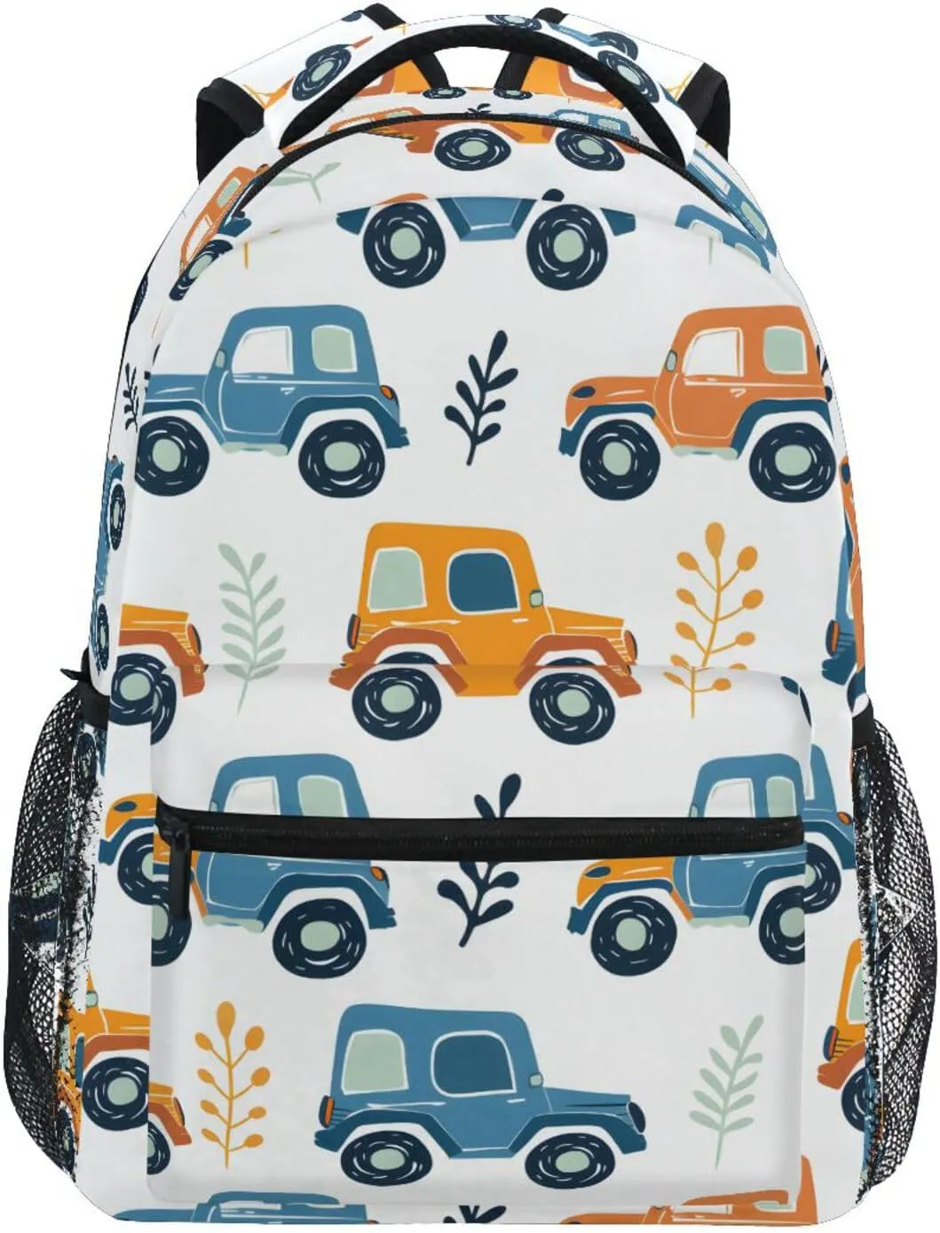 Cute Road Cars Backpack 3rd 4th 5th Grade School Bookbag Travel Laptop Daypack Bag Purse for Boys Girls Teens