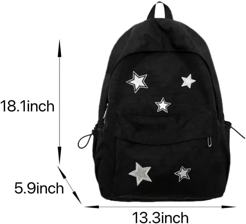 Cute Y2K Aesthetic Backpack Stars Pattern Preppy Backpack Laptop Backpack Back to College Supplies (Caramel,One Size)