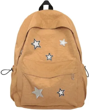 Cute Y2K Aesthetic Backpack Stars Pattern Preppy Backpack Laptop Backpack Back to College Supplies (Caramel,One Size)
