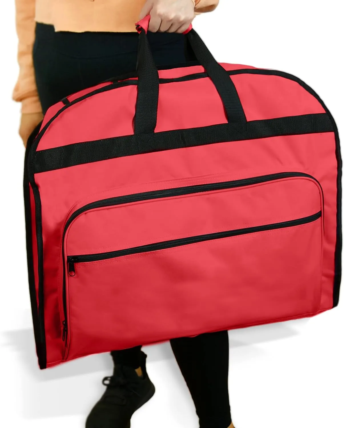 DALIX 39" Garment Bag Cover Suits Dresses Clothing Foldable Shoe Pocket in Red