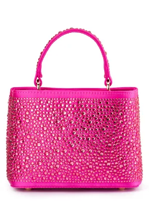 Daniella Hotfix Top Handle Bag - Fuchsia Pink