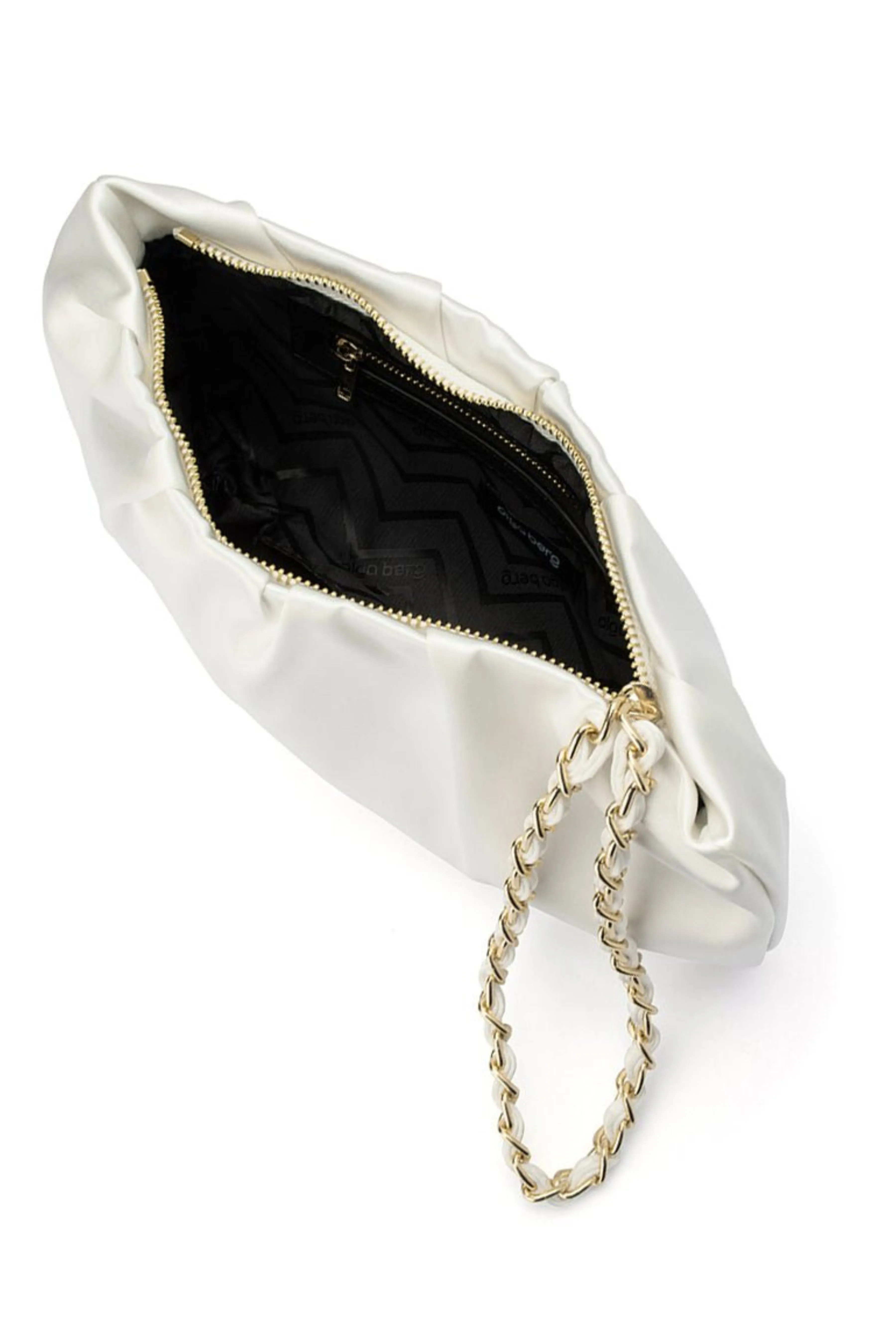 Danni Pleated Satin Clutch - White