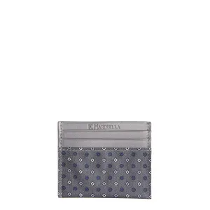 DARK GREY LEATHER AND SILK CREDIT CARD HOLDER