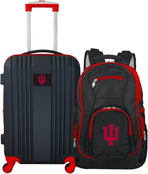 Denco Indiana University Hoosiers 2-Piece Luggage Set, Includes 21-inch Two-Tone Hardcase Spinner and 19" Laptop Backpack