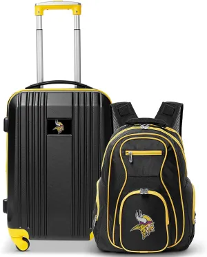 Denco Minnesota Vikings 2-Piece Luggage Set, Includes 21-inch Two-Tone Hardcase Spinner and 19" Laptop Backpack