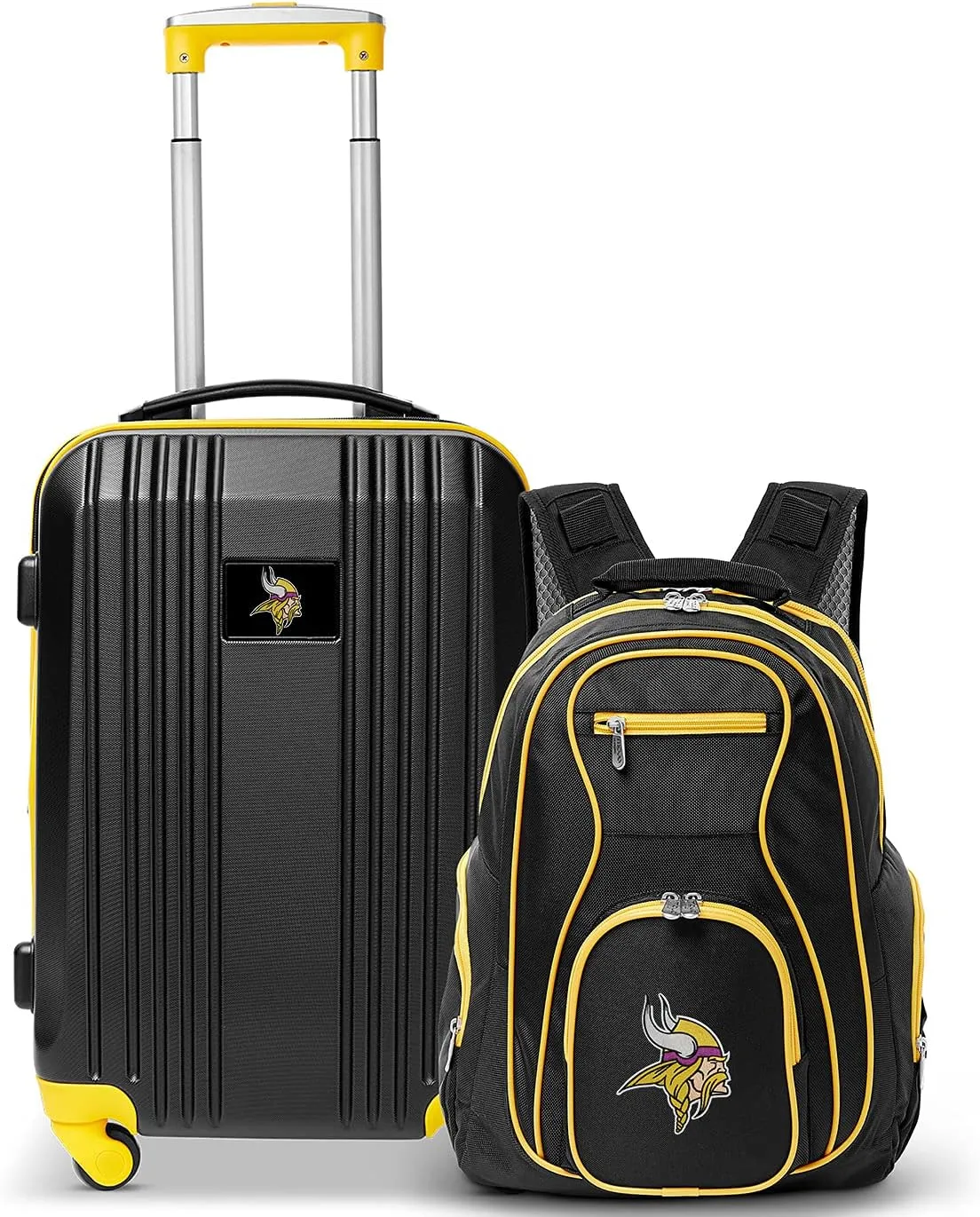 Denco Minnesota Vikings 2-Piece Luggage Set, Includes 21-inch Two-Tone Hardcase Spinner and 19" Laptop Backpack