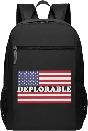 Deplorable American Flag Travel Laptop Backpack, Business Anti Theft Slim Sturdy Laptops Backpacks, College Computer Bag Gift for Men & Women Fits 17 Inch Notebook,Black