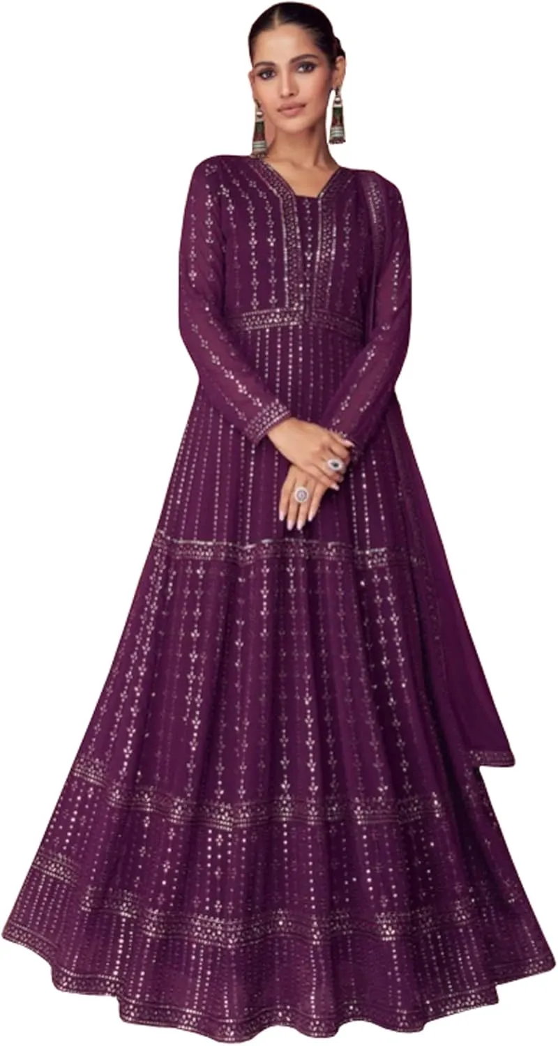 Designer Indian Shalwar Kameez with Dupatta Suits Pakistani Long Anarkali Gown Beautiful Dress