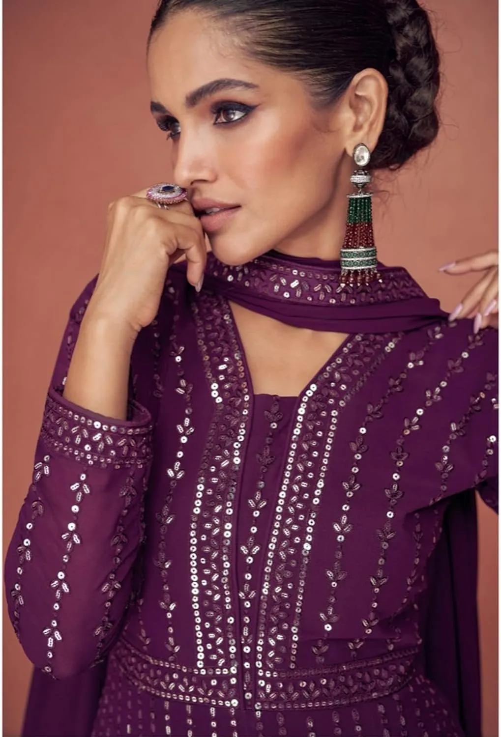 Designer Indian Shalwar Kameez with Dupatta Suits Pakistani Long Anarkali Gown Beautiful Dress