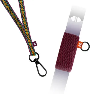 Device Holder with Lanyard, Comfortable Design for E Cigarette, 3 Device Case Sizes for Perfect Fit, Strong Vap eDevice Lanyard, High-Strength Elastic Holder (With Lanyard, Ethnic Orange, Small)