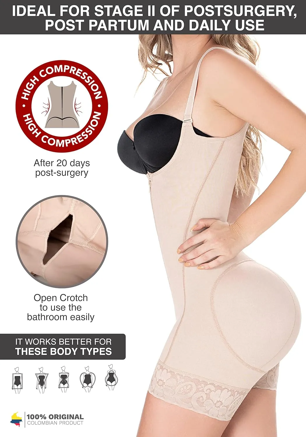 DIANE & GEORDI 2396 Lipo Fajas Stage 2 BBL Colombianas Pospartum Tummy Control Body Shapers Shapewear for Women Girdle