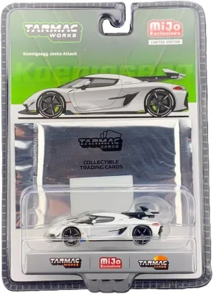 Diecast Model Car Compatible with Tarmac Works 1:64 Koenigsegg Jesko Attack with Trading Card White Limited Edition by Tarmac T64G-TL052-WH