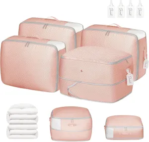 DIMJ Comforter Storage Bag 4 Pack - Blanket Storage Organizer Compression Bags, Large Capacity Ultra Space Saving Self Compression Organize for Bedding, Pillow, Duvet, Sheet Storage with Zipper Window