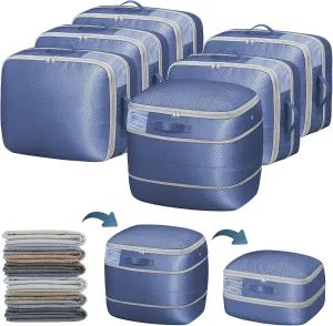 DIMJ Compression Storage Bags 6 Pack - Blanket Storage Bags with Window Zipper, Ultra Space Saving Self Compression Organizer for Puffer Jacket, Bedding, Lightweight Comforter Duvet, Sweater, Sheet