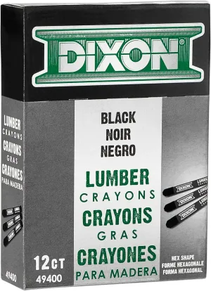 Dixon Lumber Crayons, 4.5 X 0.5, Carbon Black, Dozen