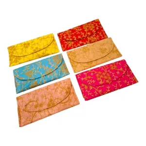 DMS RETAIL Ethnic Embroidered Pouches for Ladies, Potli Bags for Return Gifts, Envelope Clutches for Women, Shagun Potlis for Gifting (Pack Of 2)