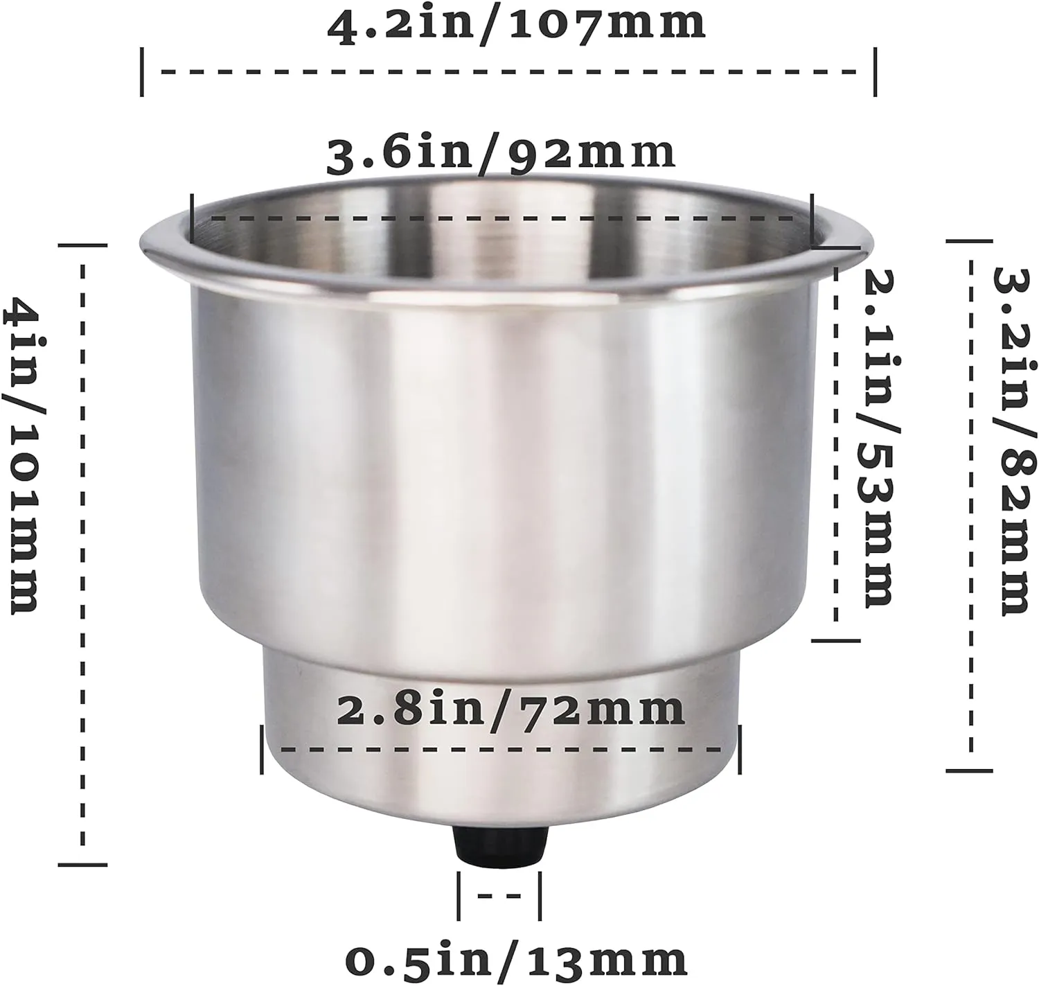 DNB Stainless Steel Cup Holder - Insert Drink Holders with Drain Marine Boat Accessories