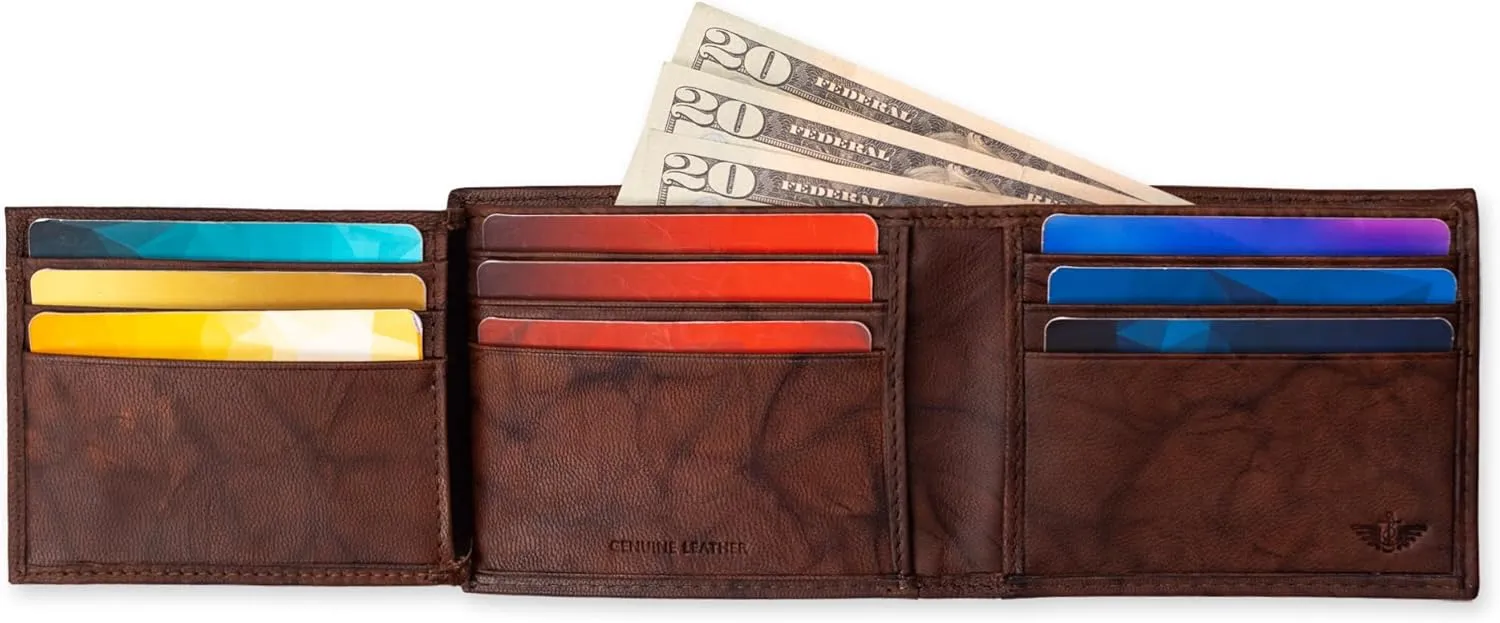 Dockers Men's Extra Capacity Bifold Wallet with ID Window and Multiple Card Slots