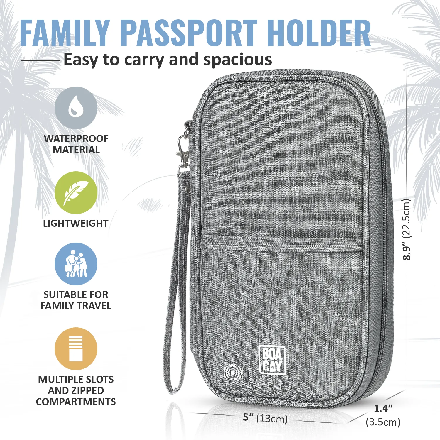 Document Organizer & Wallet (with RFID Blocker) - Quartz Gray
