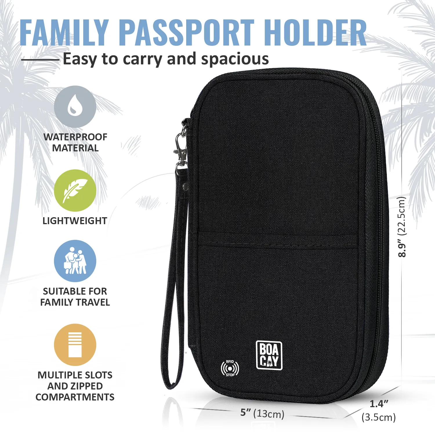Document Organizer & Wallet (with RFID Blocker) - Sapphire Black