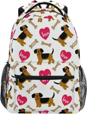 Dog Bones Love Backpack 3rd 4th 5th Grade School Bookbag Travel Laptop Daypack Bag Purse for Boys Girls Teens