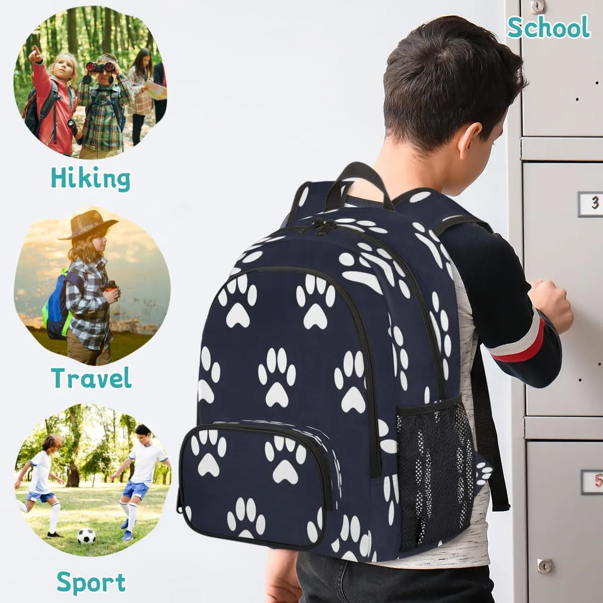 Dog Bones Paw Laptop Backpack for Women Men, 18.3 Inch Travel Work Backpacks, Dog Paws Waterproof Computer Casual Daypack Nurse Teacher Bags