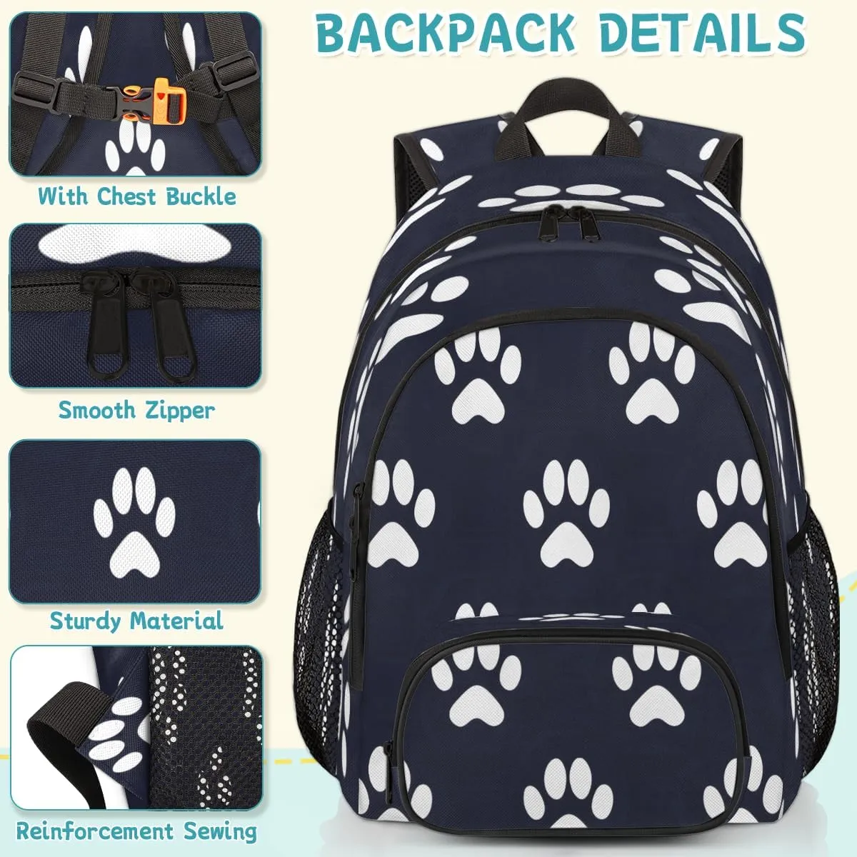 Dog Bones Paw Laptop Backpack for Women Men, 18.3 Inch Travel Work Backpacks, Dog Paws Waterproof Computer Casual Daypack Nurse Teacher Bags