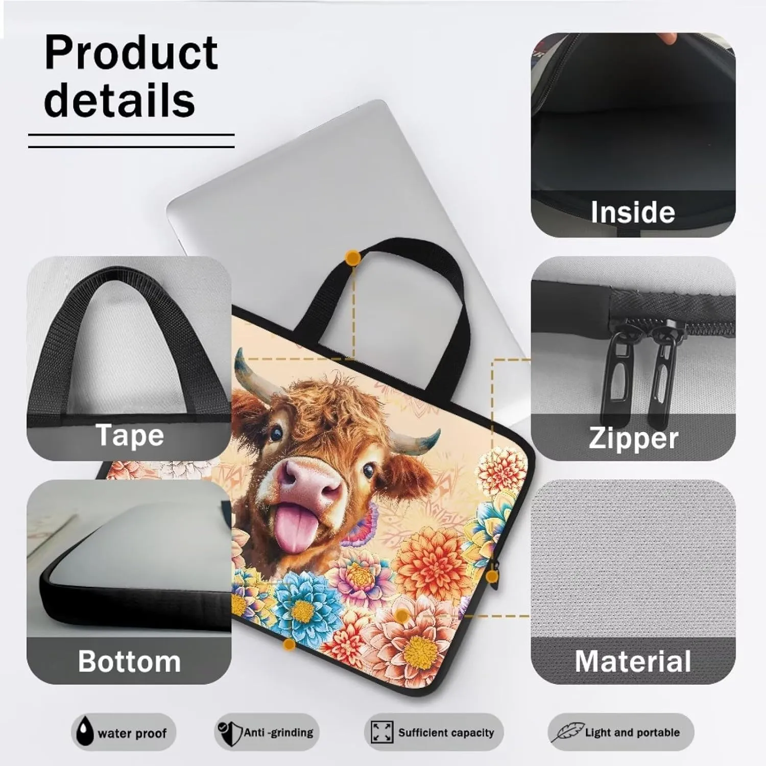 Dolyues Laptop Carrying Case for Adult Travel Workout Water-Resistant Laptop Bag Five Size Suit for Most Laptop