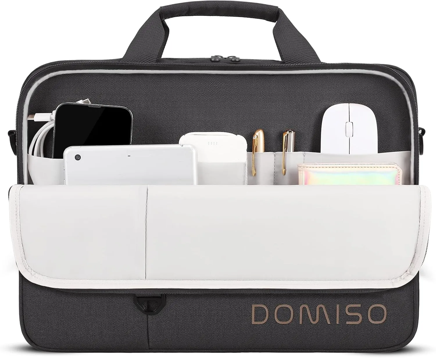 DOMISO 14 inch Laptop Bag Business Briefcase Water-resistant Notebook Messenger Shoulder Bag for 14" MacBook Pro/HP Stream 14 Chromebook 14/IdeaPad ThinkPad/ZenBook,Black