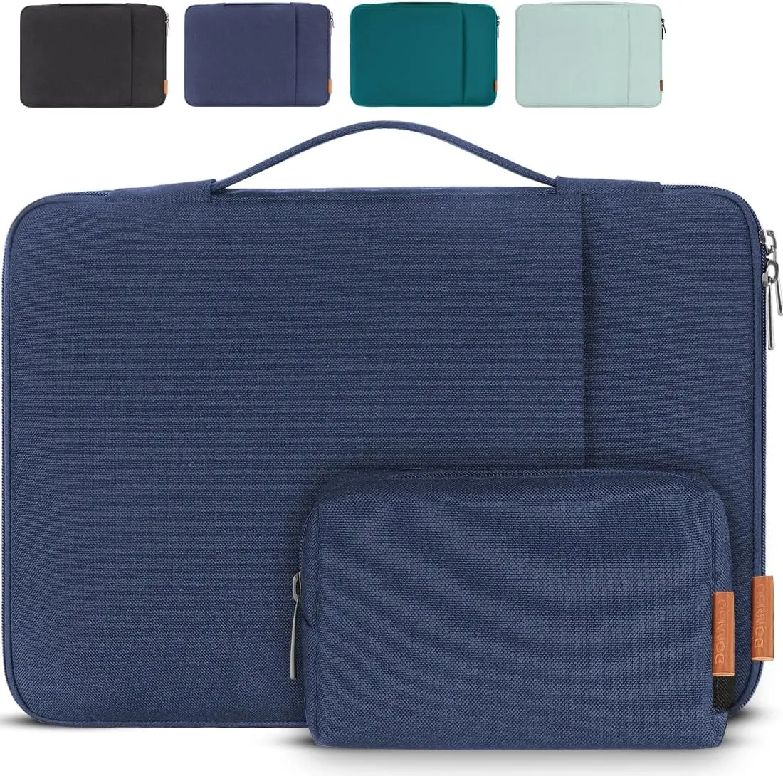 DOMISO 14 inch Laptop Sleeve Case Water Resistant Shockproof Protective Computer Bag for 14" Notebook/15 MacBook Pro/HP Stream/ThinkPad Yoga/Dell/Asus with Accesory Bag,Navy